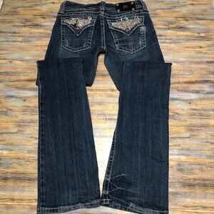 Miss Me Jeans Bootcut Studded Rhinestone Embellished Distressed Womens Size 28